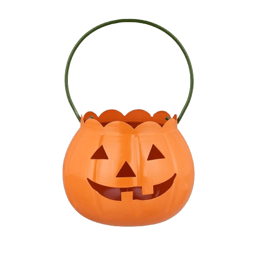 IRON HANGING PUMPKIN T-LIGHT HOLDER (ORANGE)